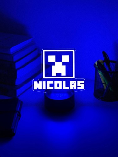 Luz nocturna personalizada Minecrafter 3D | Regalo personalizado | Lámpara de escritorio personalizada - Imagen 8 de 8