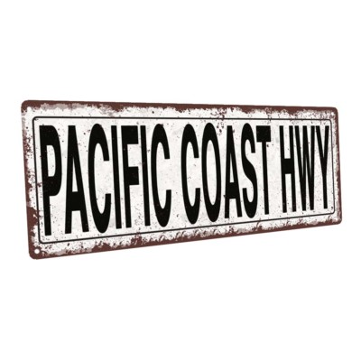 Pacific Coast Hwy. Metal Sign; Wall Decor for Beach House or Coastal Home