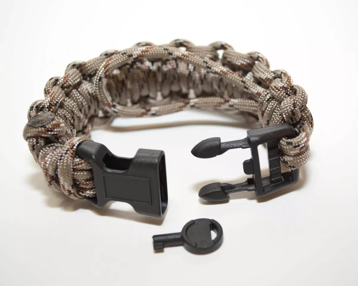 Military Law Enforcement Adjustablel Camo 550 Paracord Bracelet w Handcuff Key