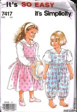7417 Vintage Simplicity Sewing Pattern Girls 1990s Dress Jumper Easy Jumpsuit 8
