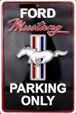 FORD MUSTANG PARKING ONLY 8 x 12" METAL EMBOSSED SIGN PONY GT LOGO GARAGE