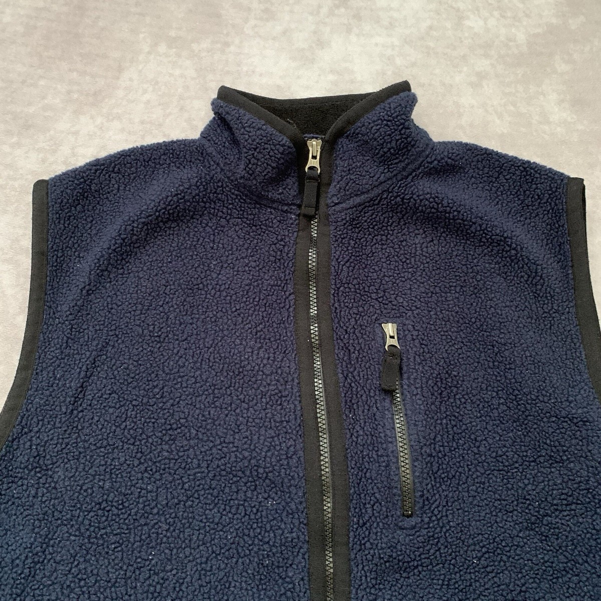 Vintage 90s GAP Fleece Vest Size L Full Zip Navy Blue Jacket 