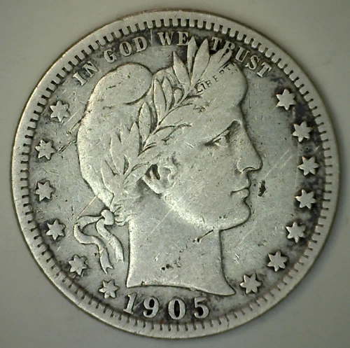 1905 Silver Barber Quarter FINE Condition 25 Cents US Type Coin Fine 25c