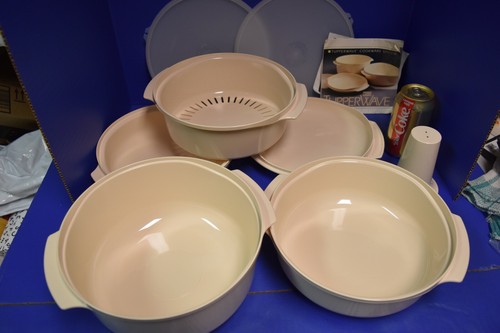 Vintage NEW 1990 Tupperware Microwave Stack Steamer Set Tupperwave + Recipe Book - 第 2/5 張圖片