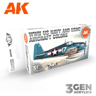 AK Interactive: WWII US Navy & USMC Aircraft Colors - Paint Set - AK11729