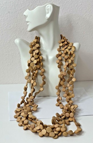 4 STRAND FLAT TAN BEADED NECKLACE