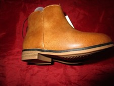 Cat  Jack Girls Brown Faux Leather Zip Up Fashion Ankle Boots US Size 6