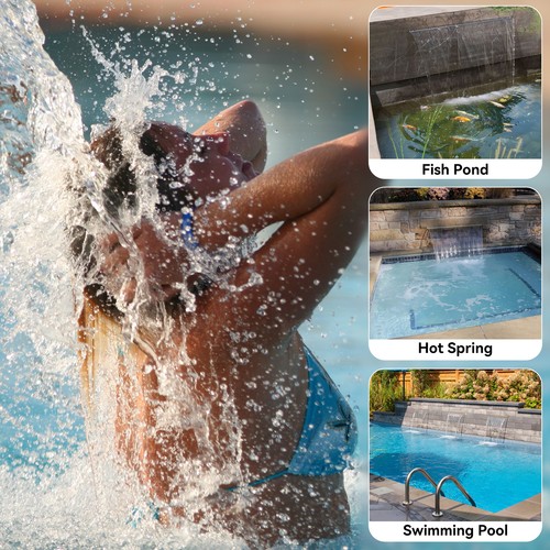 36" Pool Fountain Acrylic Pool Waterfall w/ 7 Colors LED Light Changing Remote