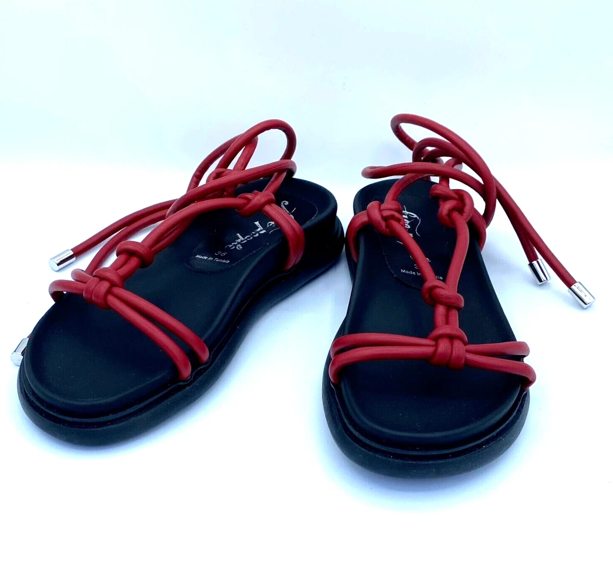 Red wrap shop sandals