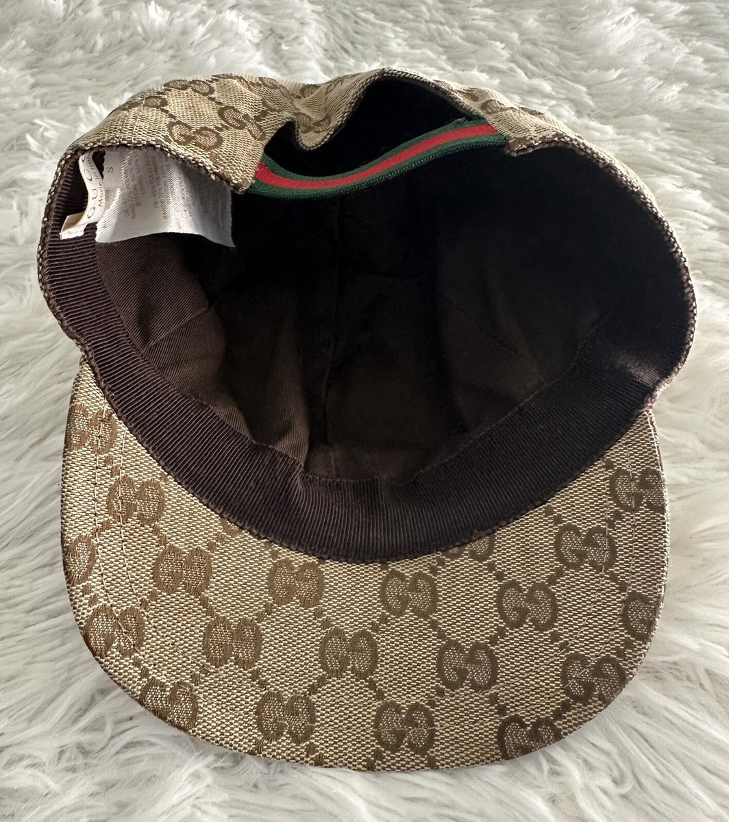 GUCCI Children Kids GG Cap Beige Monogram Canvas Baseball Hat S