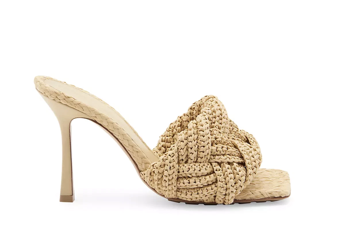 Bottega Veneta — Bottega Veneta Lido 90 Woven Raffia Sandals, Cane Sugar - Retail $1500