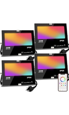 MELPO LED Flood Light Outdoor, 300W Equivalent 3000LM Smart RGB Landscape Light.