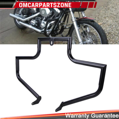 Black Highway Engine Guard Crash Bar For Harley Fatboy Heritage Softail 00-2017
