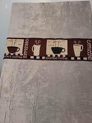 Coffee Latte Themed Table Runner 68''x13'' Variety of Coffee Flavors