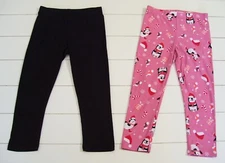 Girls One Step Up 2 Pc Black And Pink Santa Penguin Leggings Sz S 4