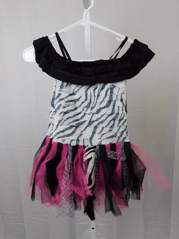 Totally Ghoul Niña Cebra Vestir Halloween Disfraz Tutú Vestido 4-6 Pequeño #5140 Foto 3 de 4