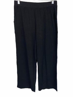 Denim Women's Petite Beach Pull-On Wide-Leg Pants Solid