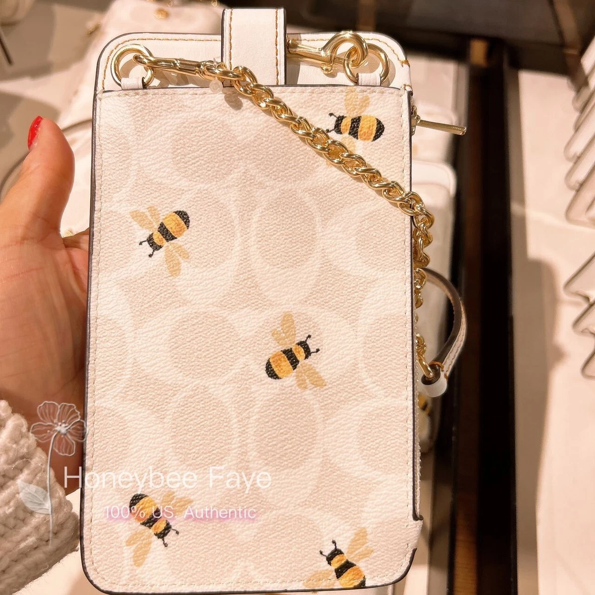 COACH®  Phone Crossbody In Signature Canvas With Bee Print