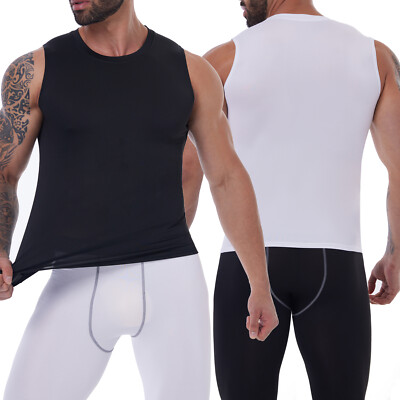 Herren Kompression Mieder Schlanke ärmellose Weste Shaper Unterwäsche Shirt Tops