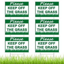 6 Pcs Please Keep off Grass Sign Plastic Lawn Garden Sign 8 x 12 Inch Double ...