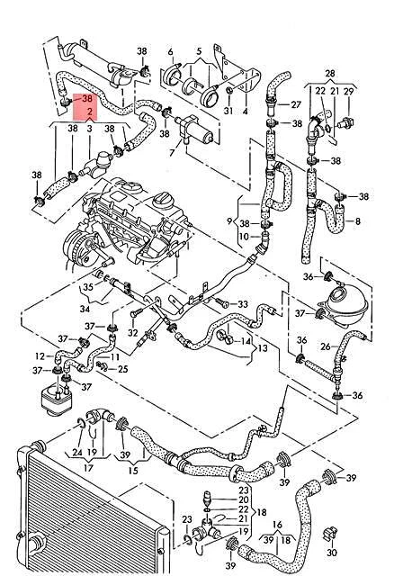 Genuine Coolant Hose Auxiliary Heater 7M3122073BM | eBay 