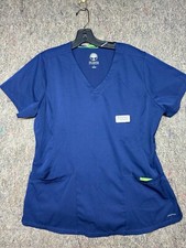 Healing Hands Womens Scrub Top HH Work Blue Size Large