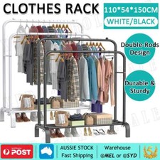 Clothes Rack Heavy Duty Garment Rail Hanging Display Stand Shoe Storage Shelves