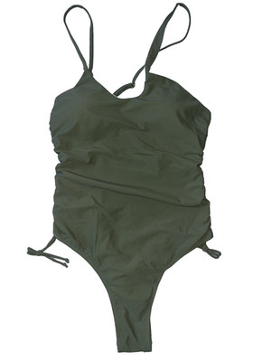 Women's Eomenie Olive One-Piece Swimsuit size L NEW Swimwear Spaghetti Straps