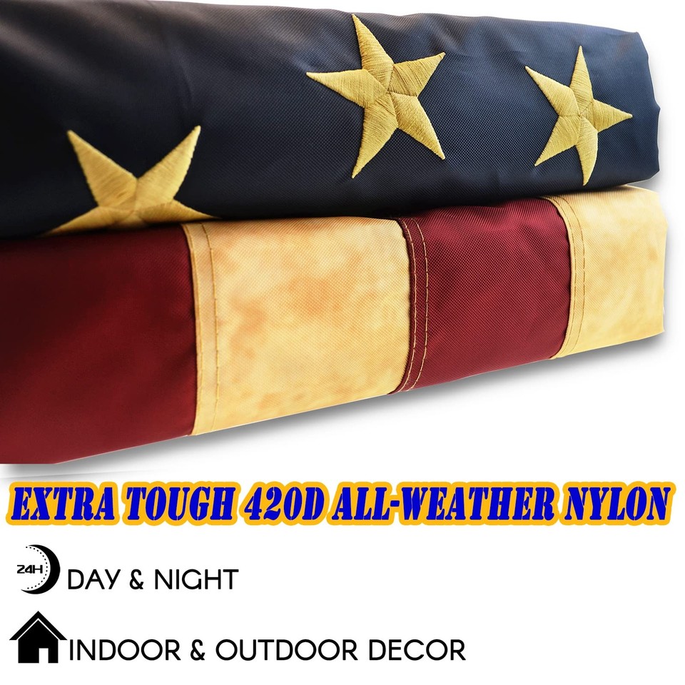 MOFAN Betsy Ross Vintage Flagge – Bestickte US-Flagge Mit 13 Sternen, Aus Robustem 420D Nylon, Für Innen & Außen (7,6x152,4cm)