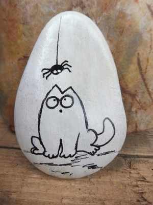  Simons Cat Simon`s Cat Katze *Hat Angst vor Spinne*  Glücksstein Geschenk