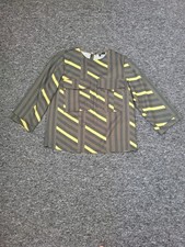Ladies Unusual Army Camo Stripe Khaki Green Yellow Holiday Blouse Shirt Top UK 6