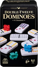 , Cardinal Classics Double 12 Dominoes Set in Storage Tin, Family Board Games, 2