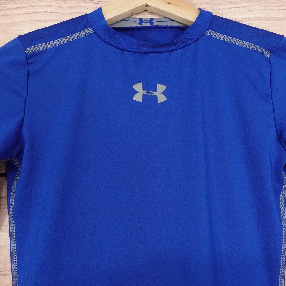 Under Armour HeatGear Fitted Shirt Youth Medium Blue Long Sleeve UPF 50+ -P2 - Image 2 of 4