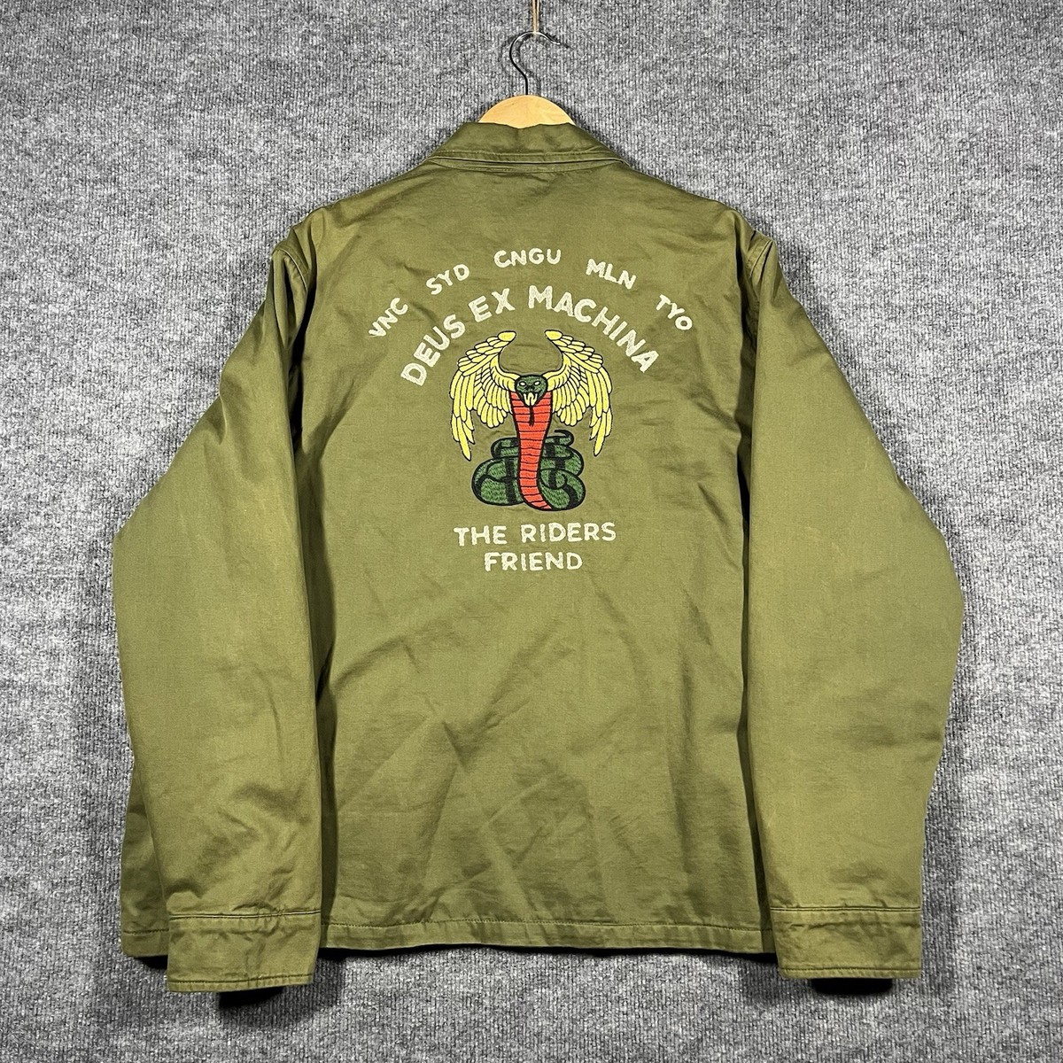 Deus Ex Machina Green Snake Souvenir Jacket Mens 3XL Biker