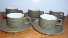 Denby Camelot Espresso - 3 Chevron - 1 x Cup and Saucer (C) Free P & P