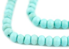 Electric Blue Bone Mala Beads 8mm Nepal Round Large Hole 27 Inch Strand