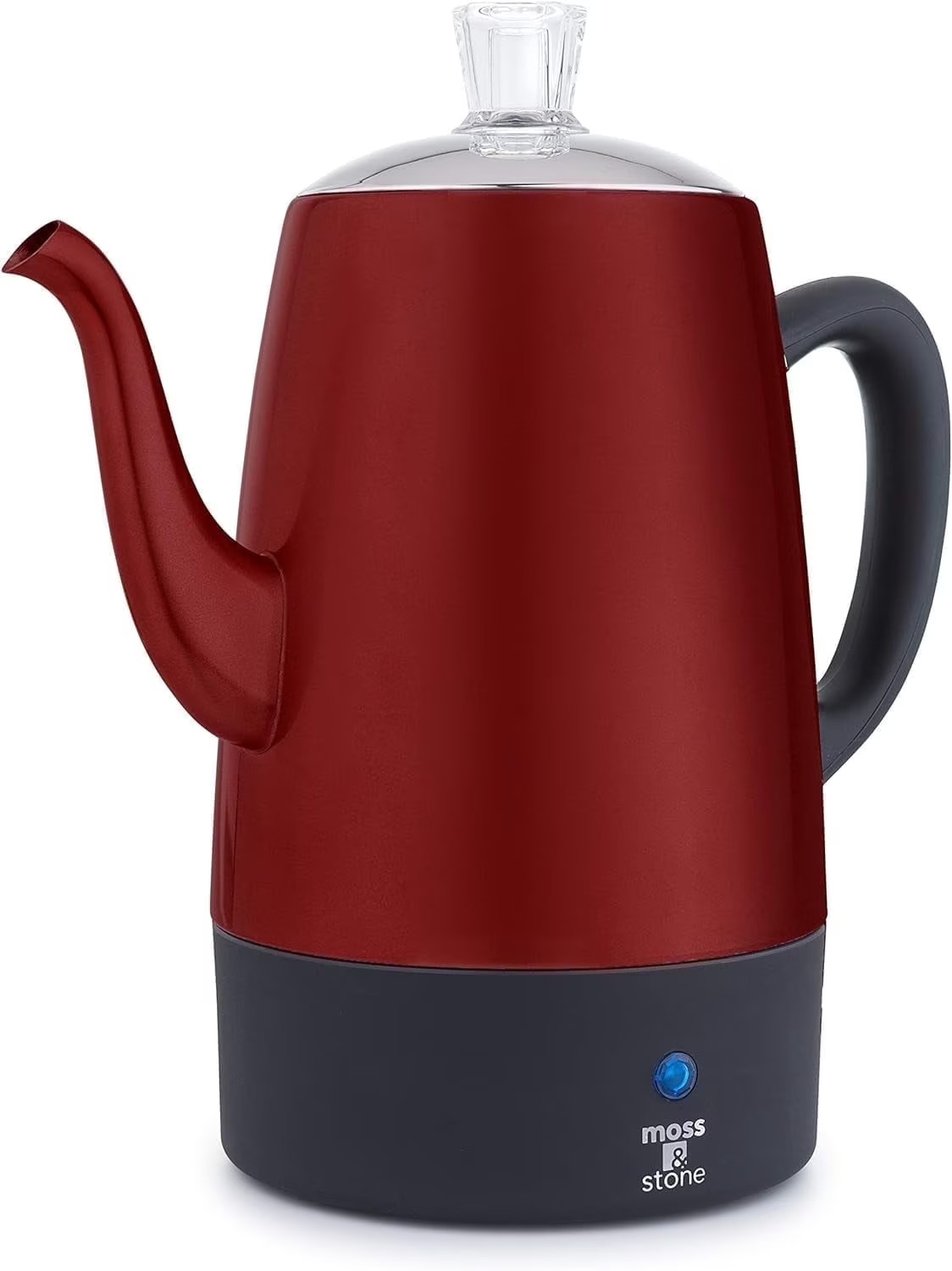 Electric Coffee Percolator, Red Body with Stainless Steel Lid Coffee Maker