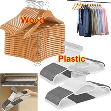Plastic Hangers Wooden Hangers Heavy Duty Clothes Hangers Non-Slip Space Saving
