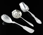 LOT ANTIQUE GORHAM WHITING STERLING & COIN SILVER FANCY SIFTER SERVING SPOONS