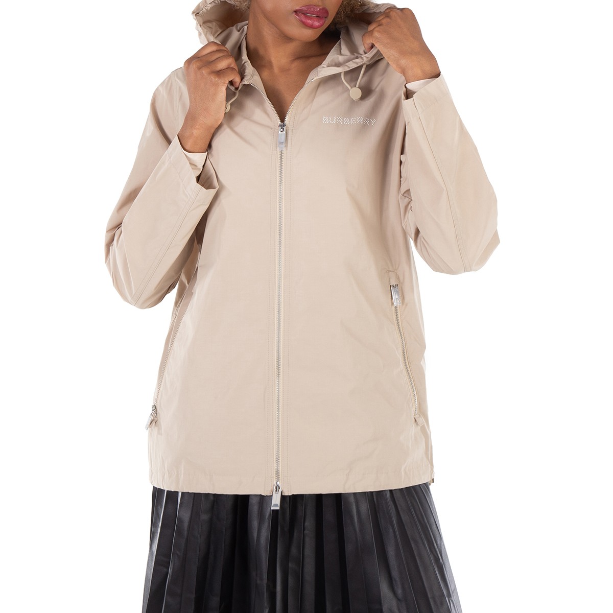 Burberry Everton Logo Detail Hooded Jacket, Brand Size 6 (US Size 4)