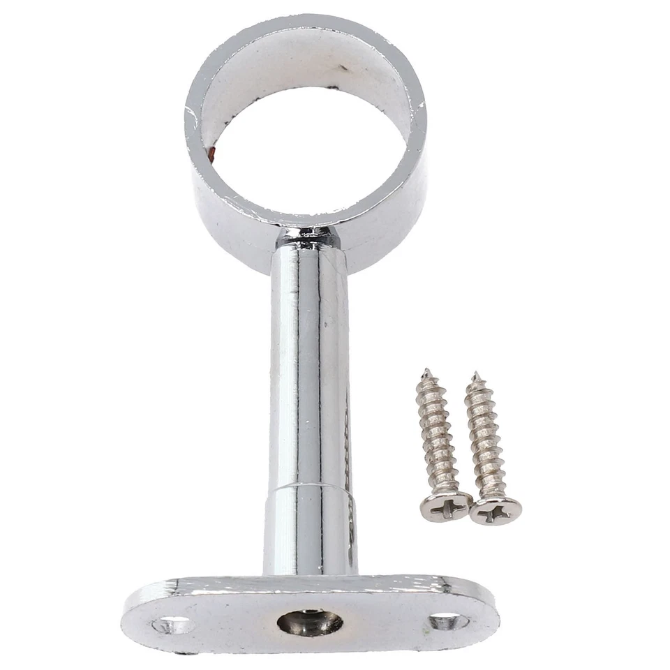 Stylish 25mm For Wardrobe Rail Rod Socket with Round Chrome Support Bracket - Image 2 of 4