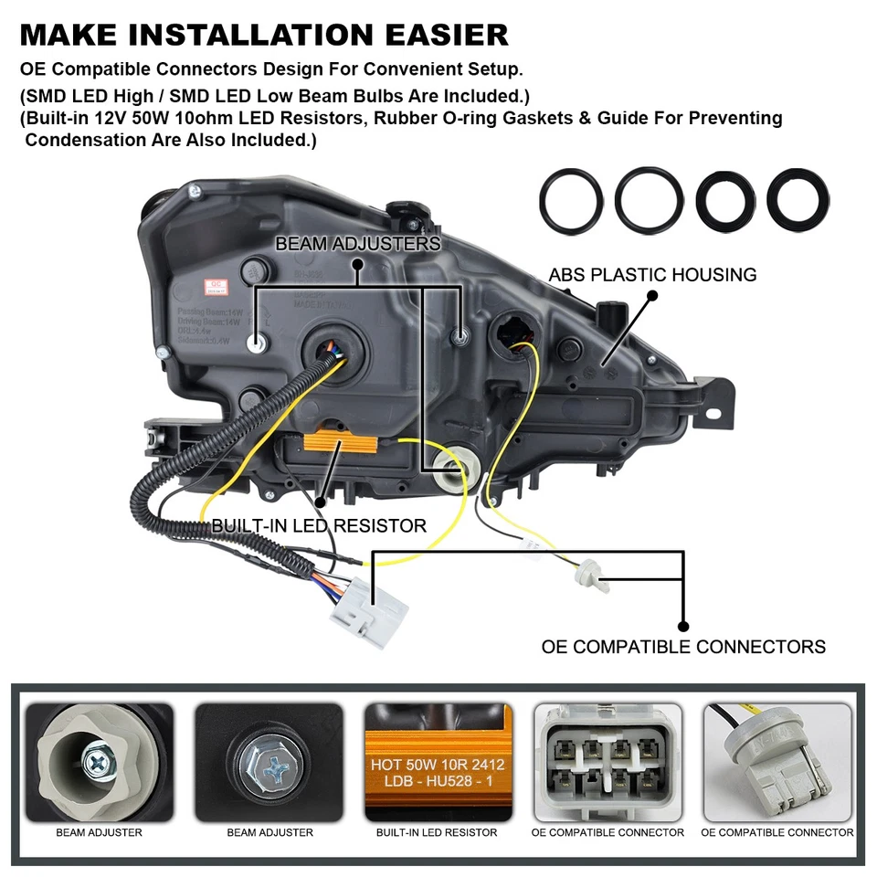 Fits 2014-2016 Lexus IS250 IS350 Black Full LED Projector Headlights Left+Right Foto 4 de 4