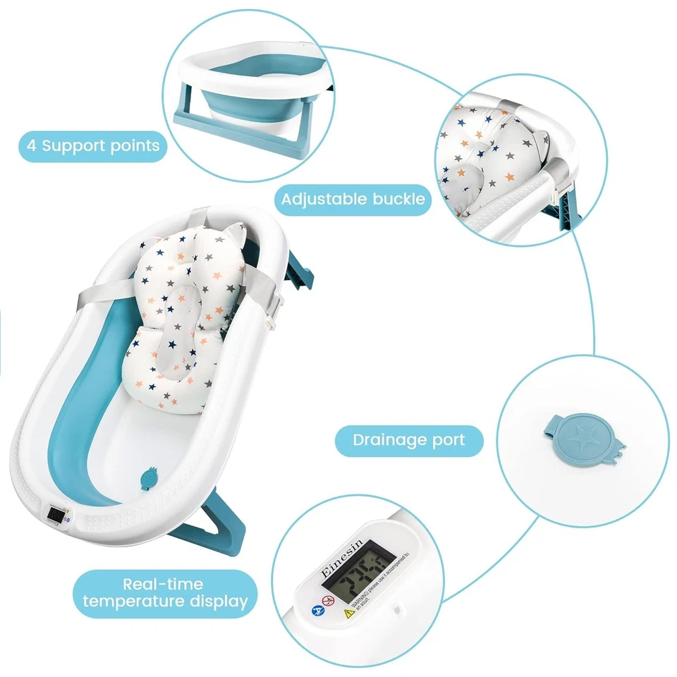 Faltbare Babybadewanne mit Temperatursensor | XXL-Größe | Badewanneneinsatz - Bild 2 von 4