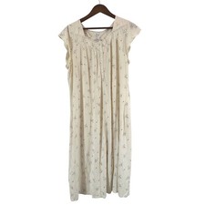 Aria Cream Floral Babydoll Nightgown 100 Cotton Size Large