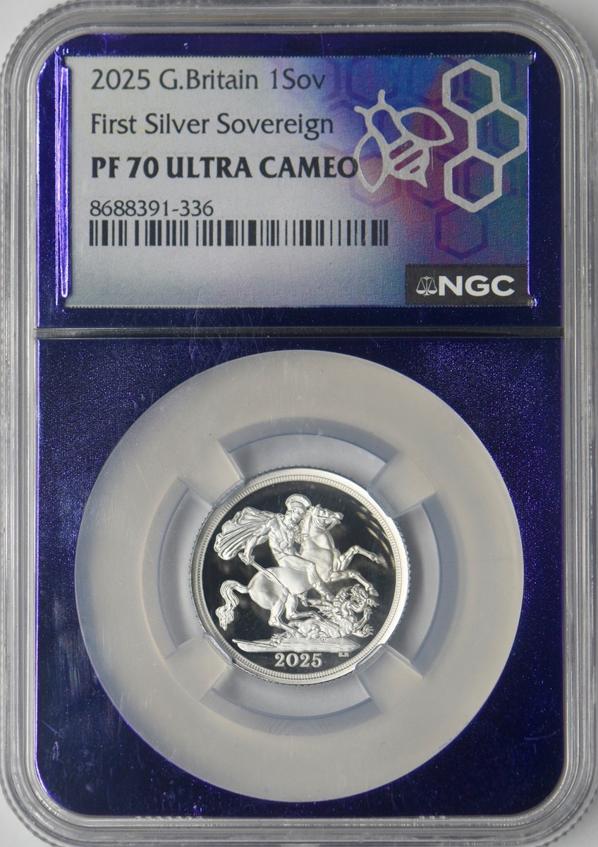 2025 Great Britain Silver Sovereign NGC PF70 Ultra Cameo TraderBea