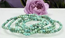 Wholesale 6 Pcs Natural Turquoise 4mm Faceted 7.5” Stretch Bracelet