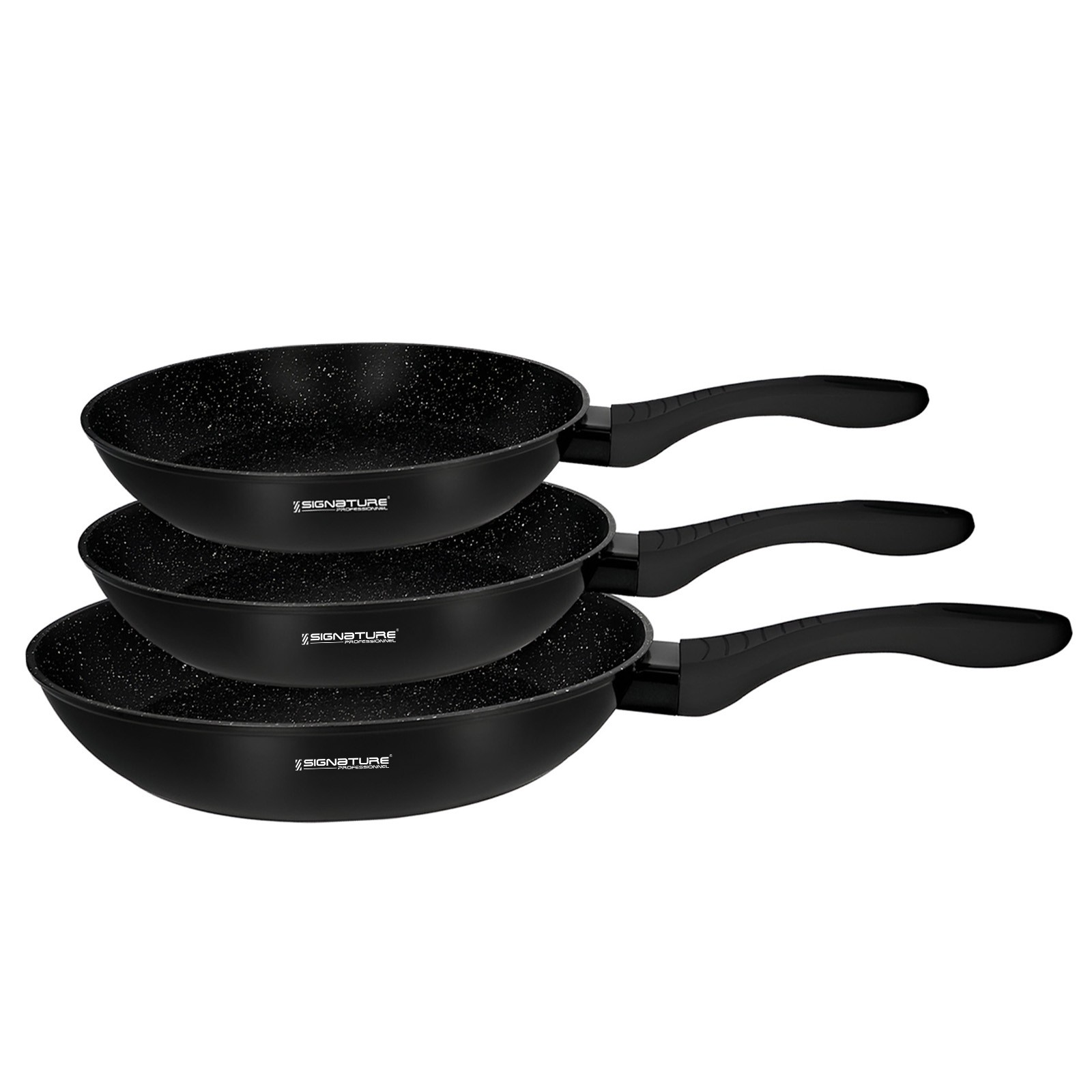 Set de 3 poêles induction Signature 20 24 28 cm avec revêtement minéral antiadhésif durable