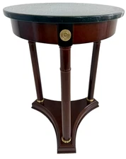 Bombay Co French Empire Neoclassical Style Mahogany Marble  Side Table
