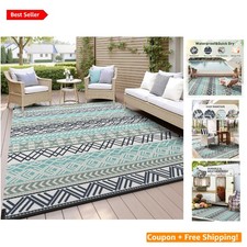 Stylish 5x8 Outdoor Rug - Waterproof, Lightweight, Reversible for Beach Porch