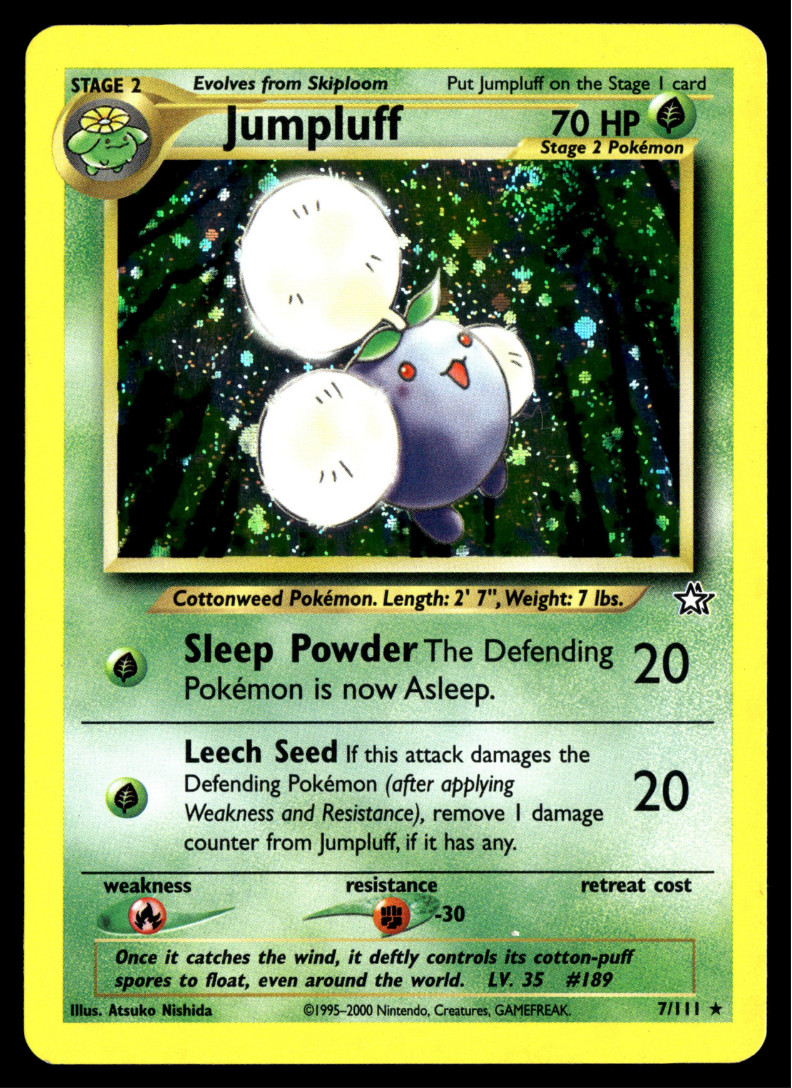 ✅Pokemon Jumpluff - 7/111 - Neo Genesis Unlimited Holo Rare Card WOTC ✅ NM✅B4HH✅